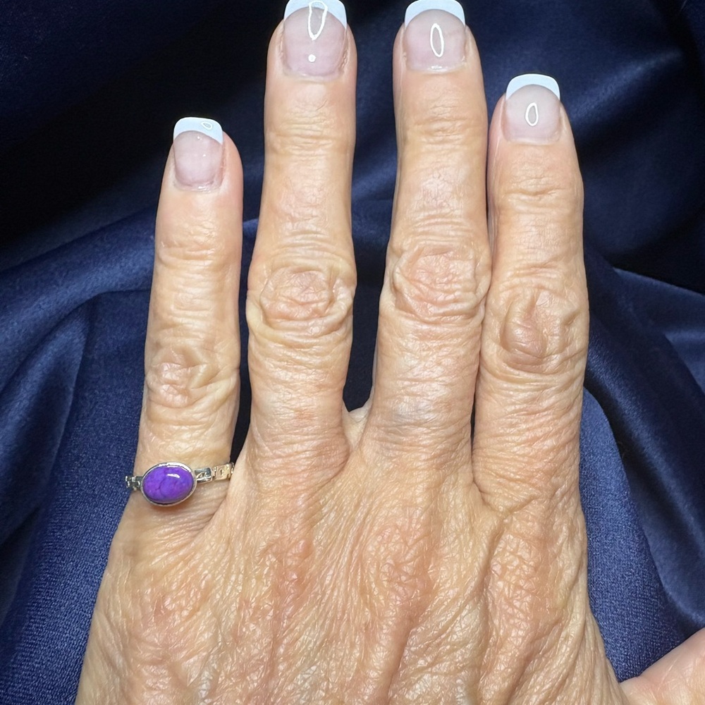 Ring Purple Mojave 925 Sterling Silver Chain Link Band - Picture 7 of 8
